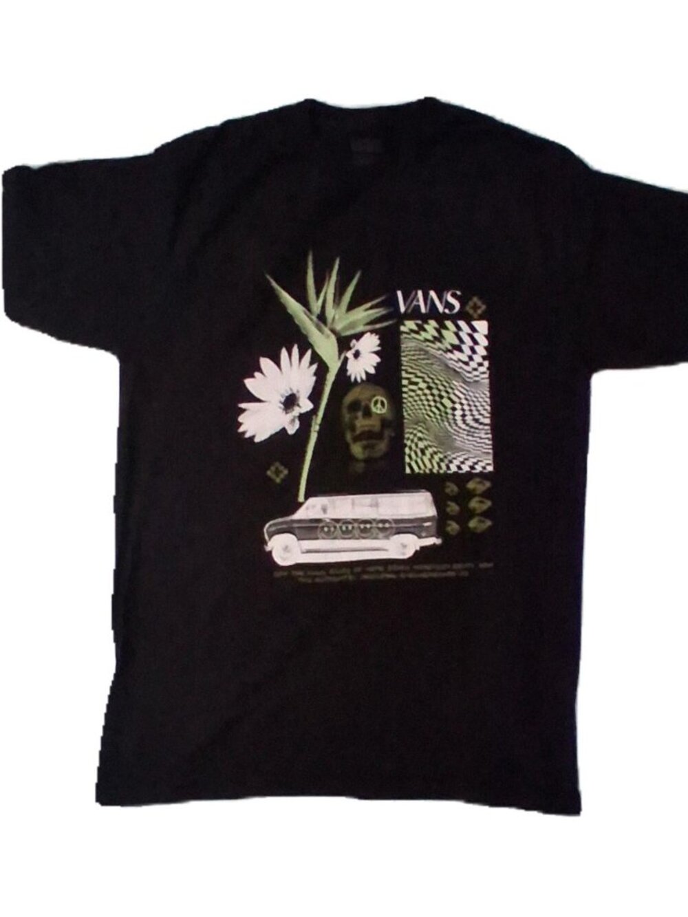 Vans Black Warped Vacation Graphic Short Sleeve T-shirt M